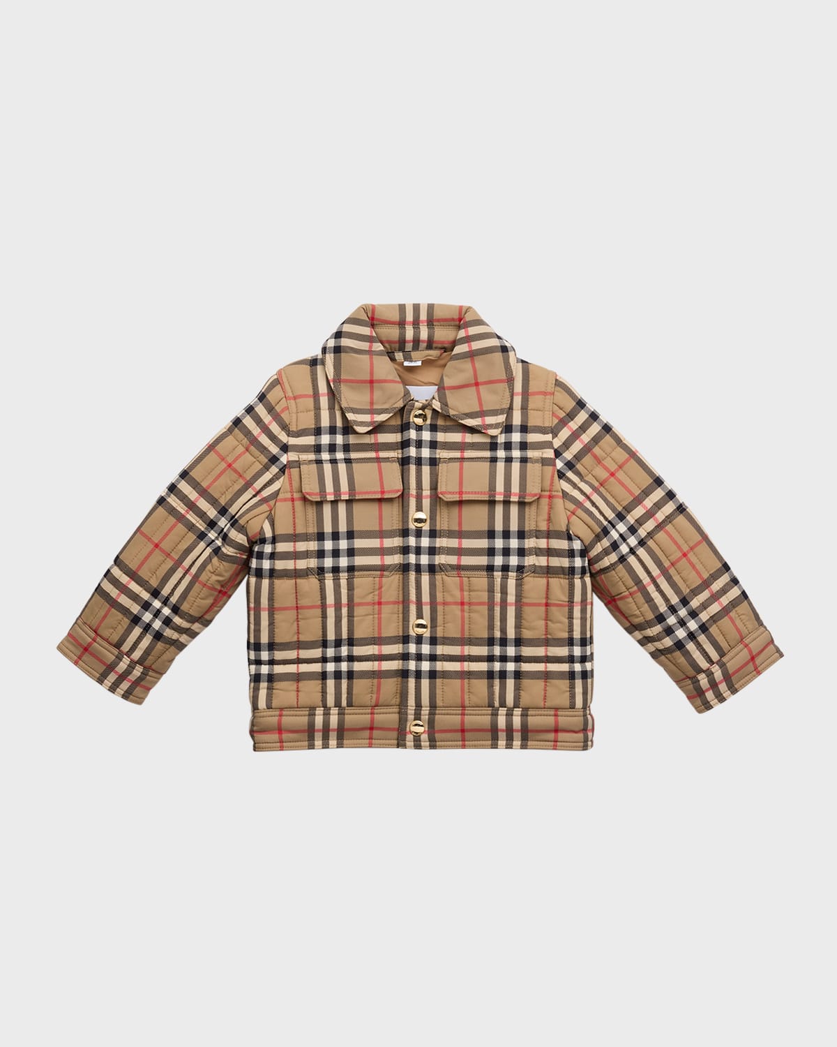 BURBERRY BOY'S GIDEON CHECK QUILTED JACKET