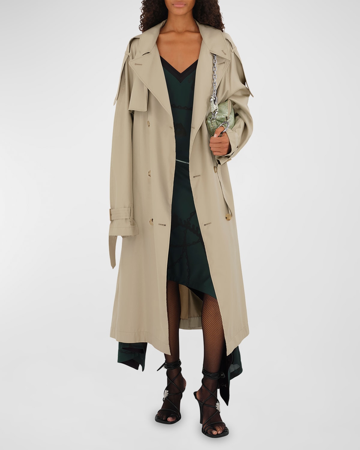 Shop Burberry Belted Trench Coat In Beige