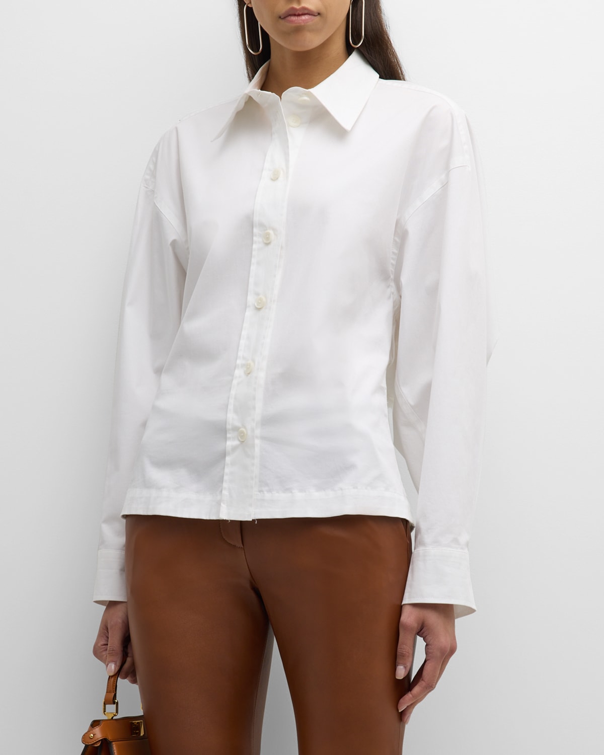 Shop Dorothee Schumacher Powerful Volumes Oversized Button-down Blouse In Pure White