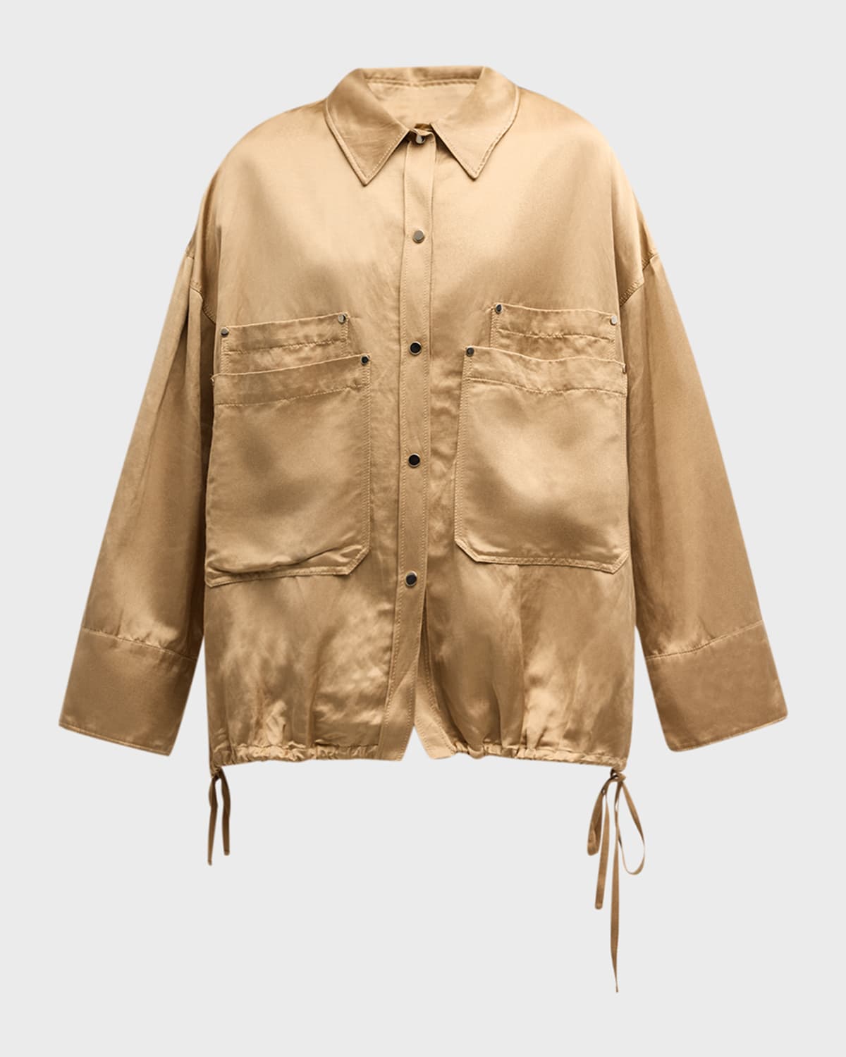 Shop Dorothee Schumacher Slouchy Coolness Oversized Shimmer Jacket In Warm Beige