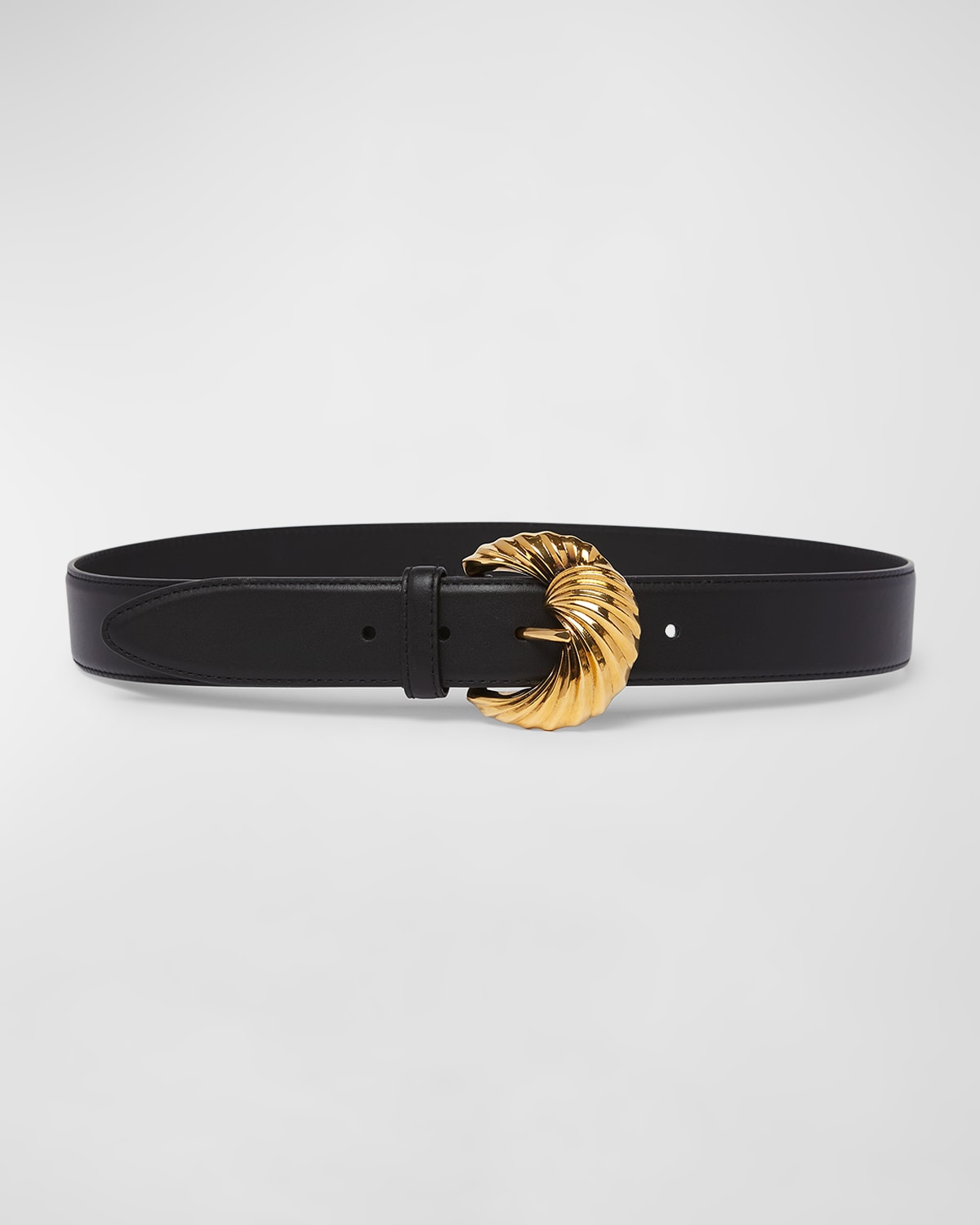 Etro Textured Buckle Brass & Leather Belt In N0000 Black