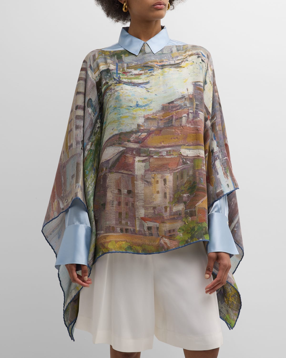 Shop Rani Arabella Venice Multicolor Cashmere-blend Poncho