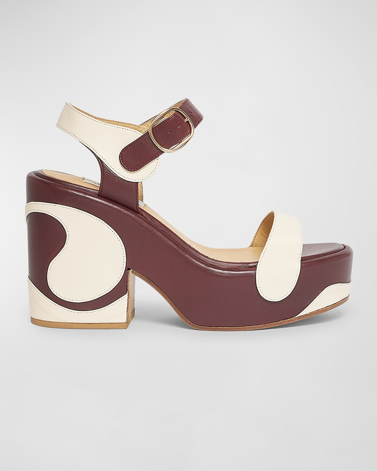 Shop Gabriela Hearst Iris Bicolor Swirl Platform Sandals In Cream Bordeaux