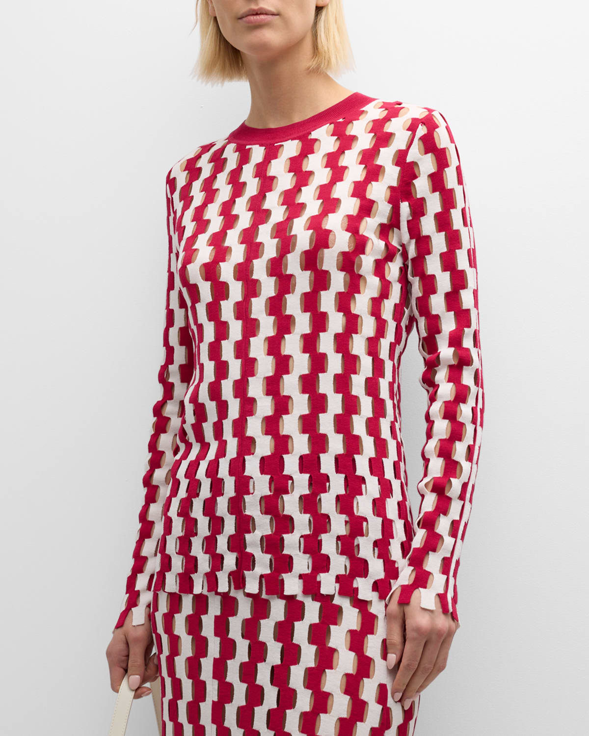 Zankov Gigi Intarsia-knit Crewneck Pullover In Rhodolite Multi