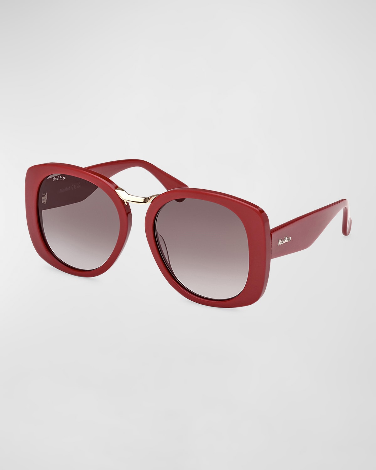 Shop Max Mara Bridge Acetate Butterfly Sunglasses In Shiny Bordeaux Gradient Smoke