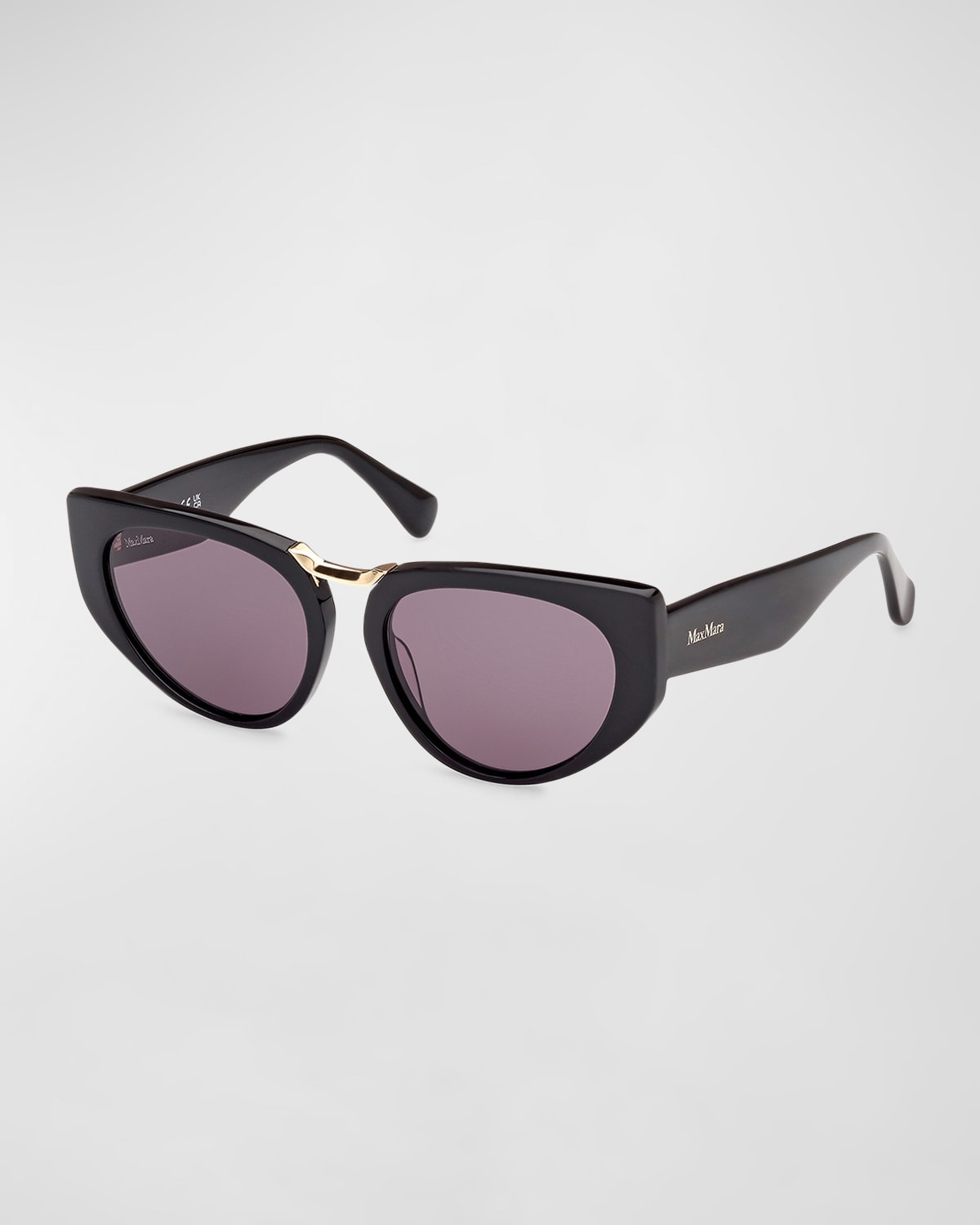 Shop Max Mara Bridge1 Acetate Cat-eye Sunglasses In Shiny Black Smoke