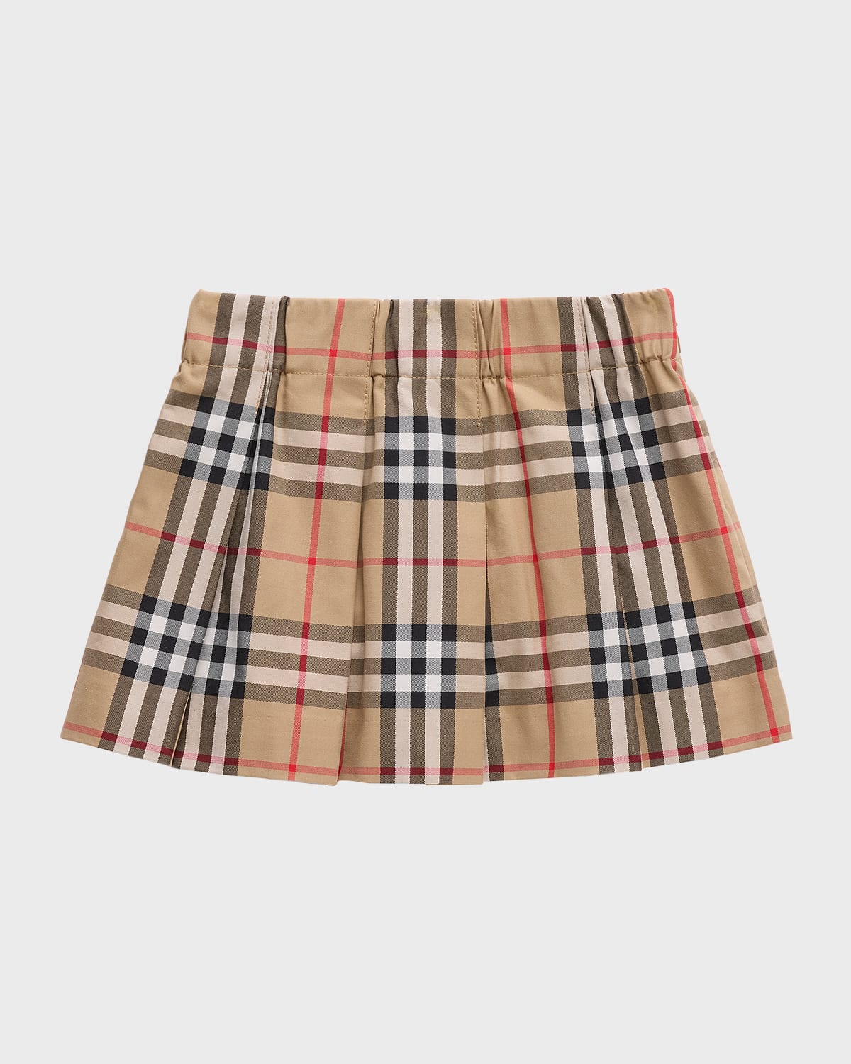 Burberry Kids' Girl's Gabrielle Vintage Check Kilt Skirt In Archive Beige Che