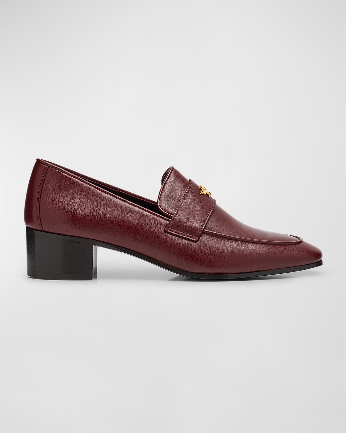 Bougeotte Leather Medallion Heeled Loafers In Brown
