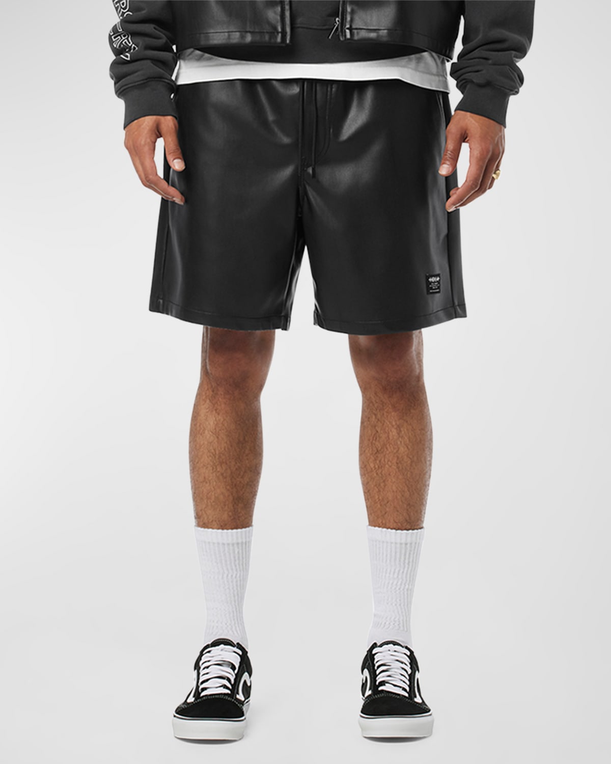 Men's Vegan Leather Drawstring Shorts