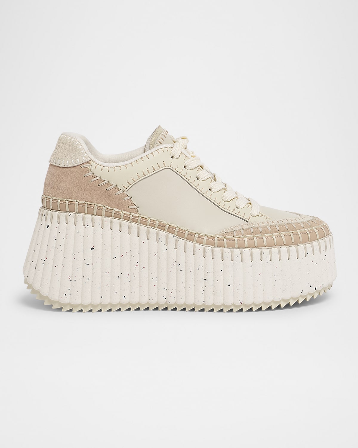 Chloé Platform Speckled Mix Leather Sneakers