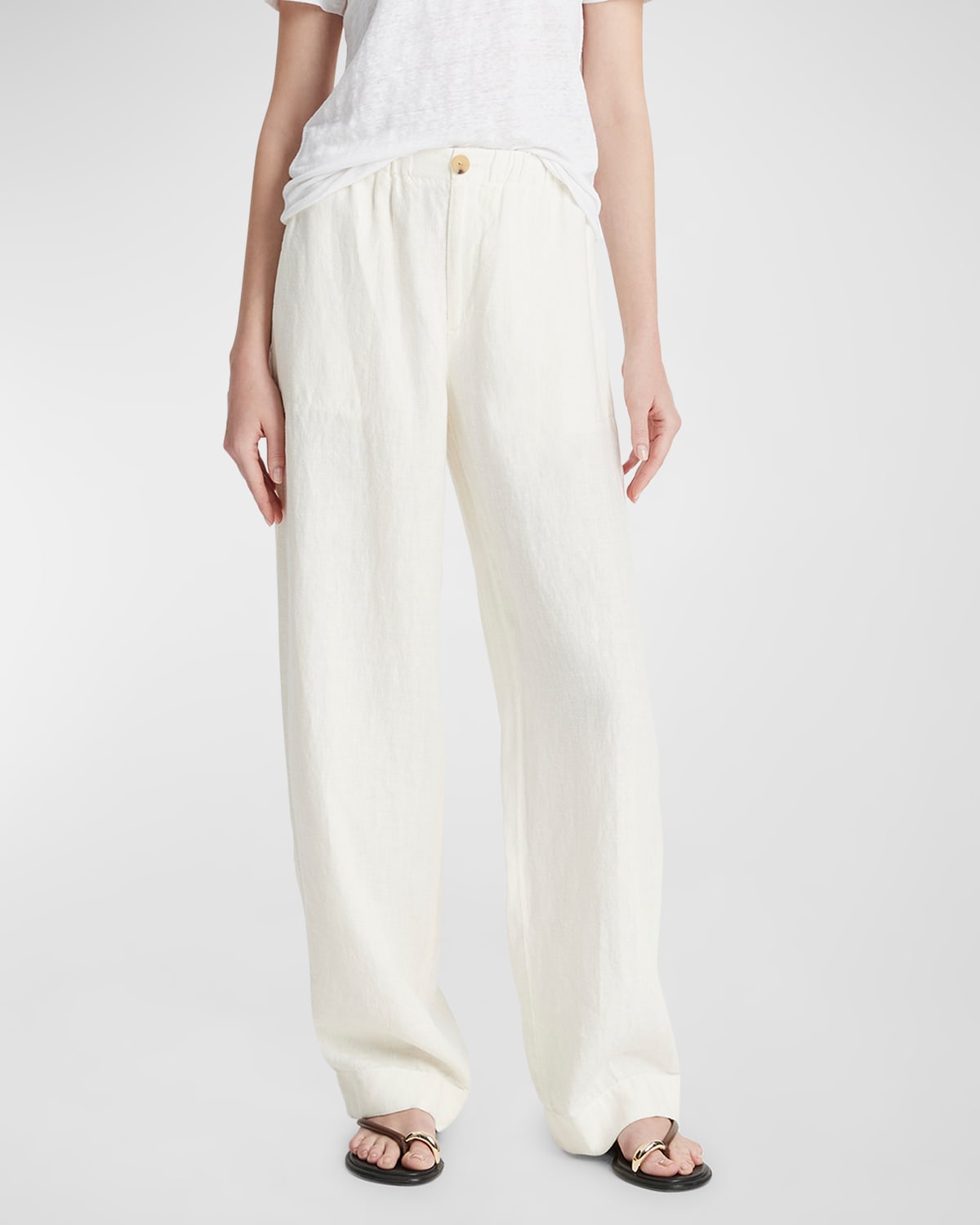 Shop Vince Hemp Wide-leg Utility Pants In Off White