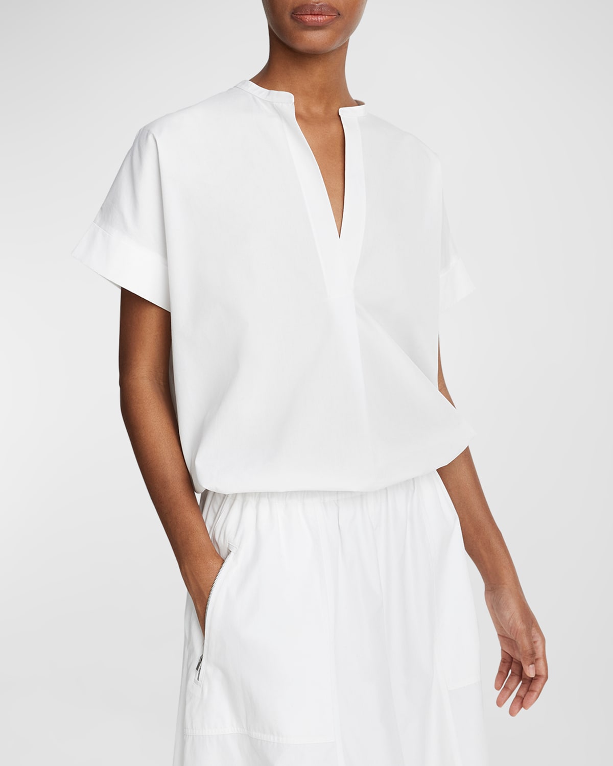 Shop Vince Short Dolman-sleeve Pullover Top In Optic White