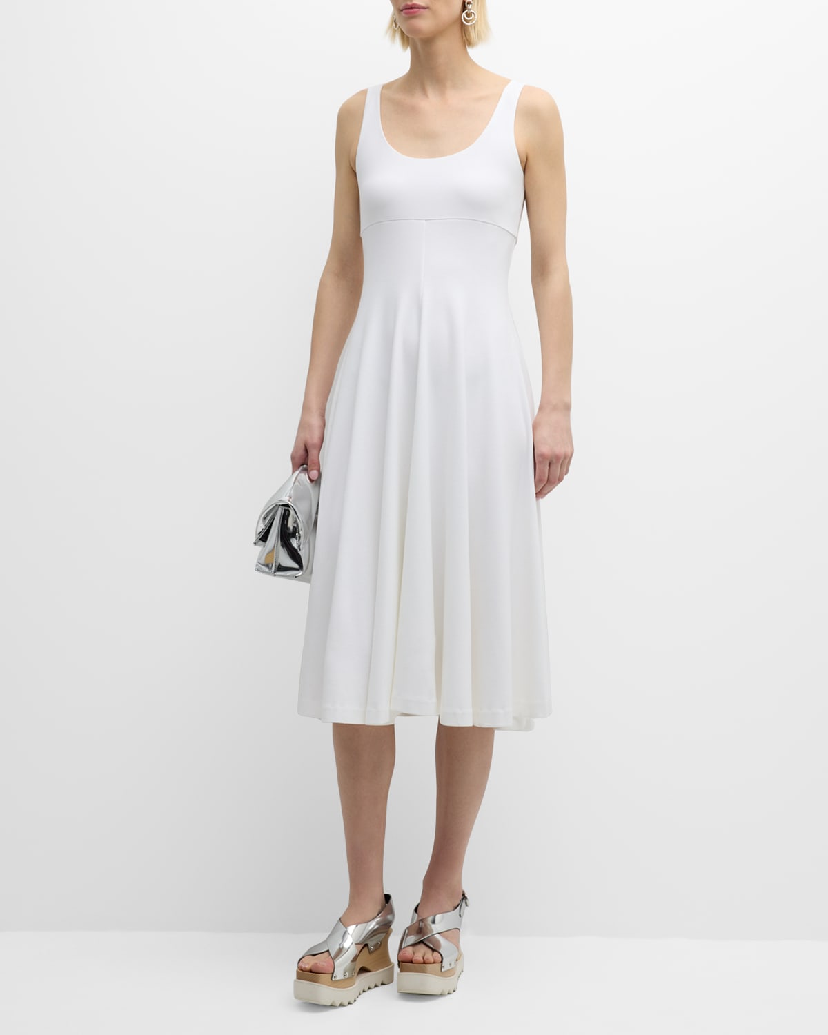 Rosetta Getty Scoop-neck Flared Dress In White