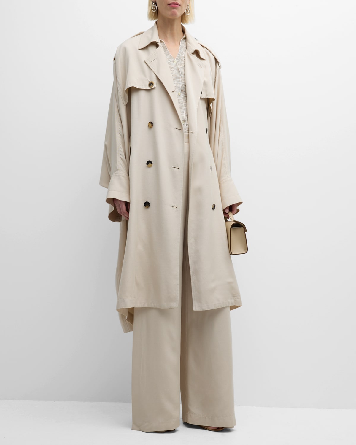 Rosetta Getty Belted Caftan Trench Coat In Fawn
