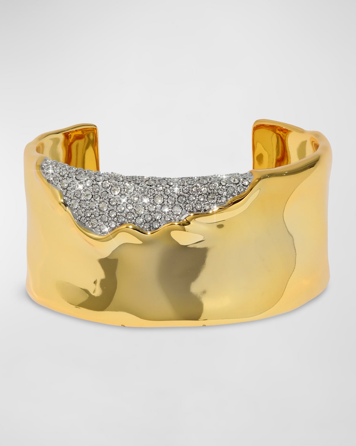 Solanales Gold Crystal Wide Cuff Bracelet