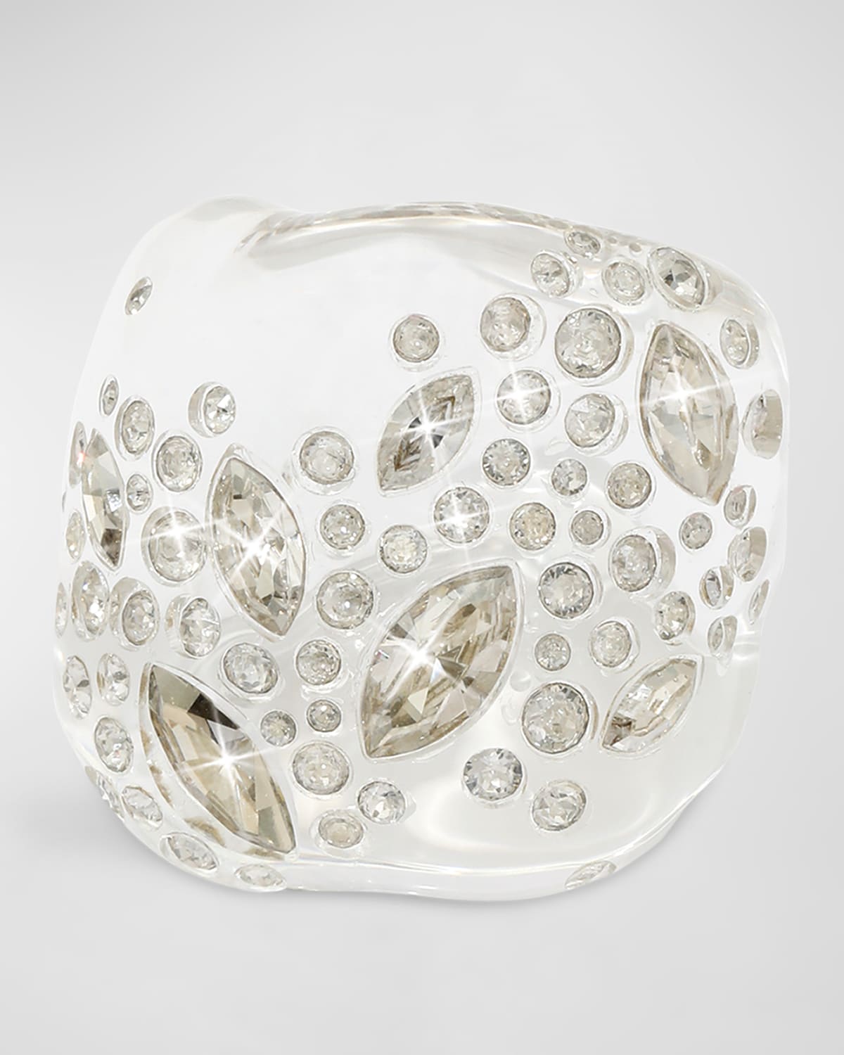 Confetti Crystal Lucite Puffy Ring