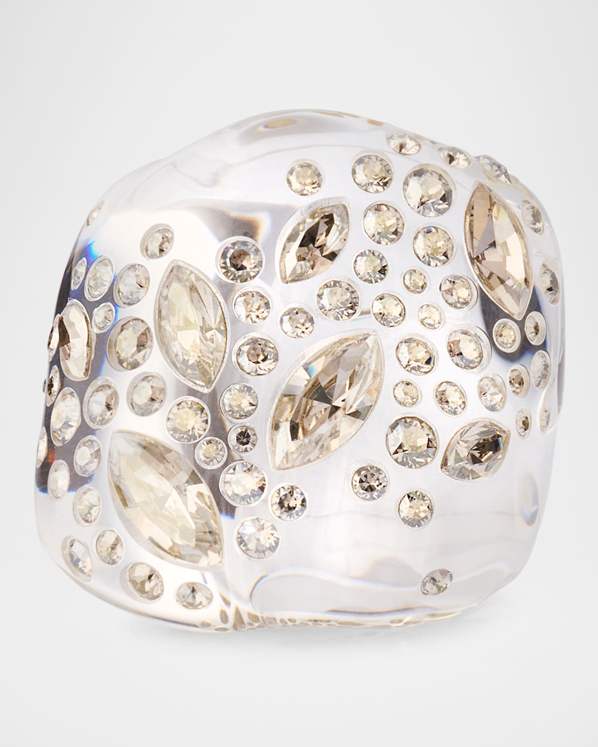 Confetti Crystal Lucite Puffy Ring