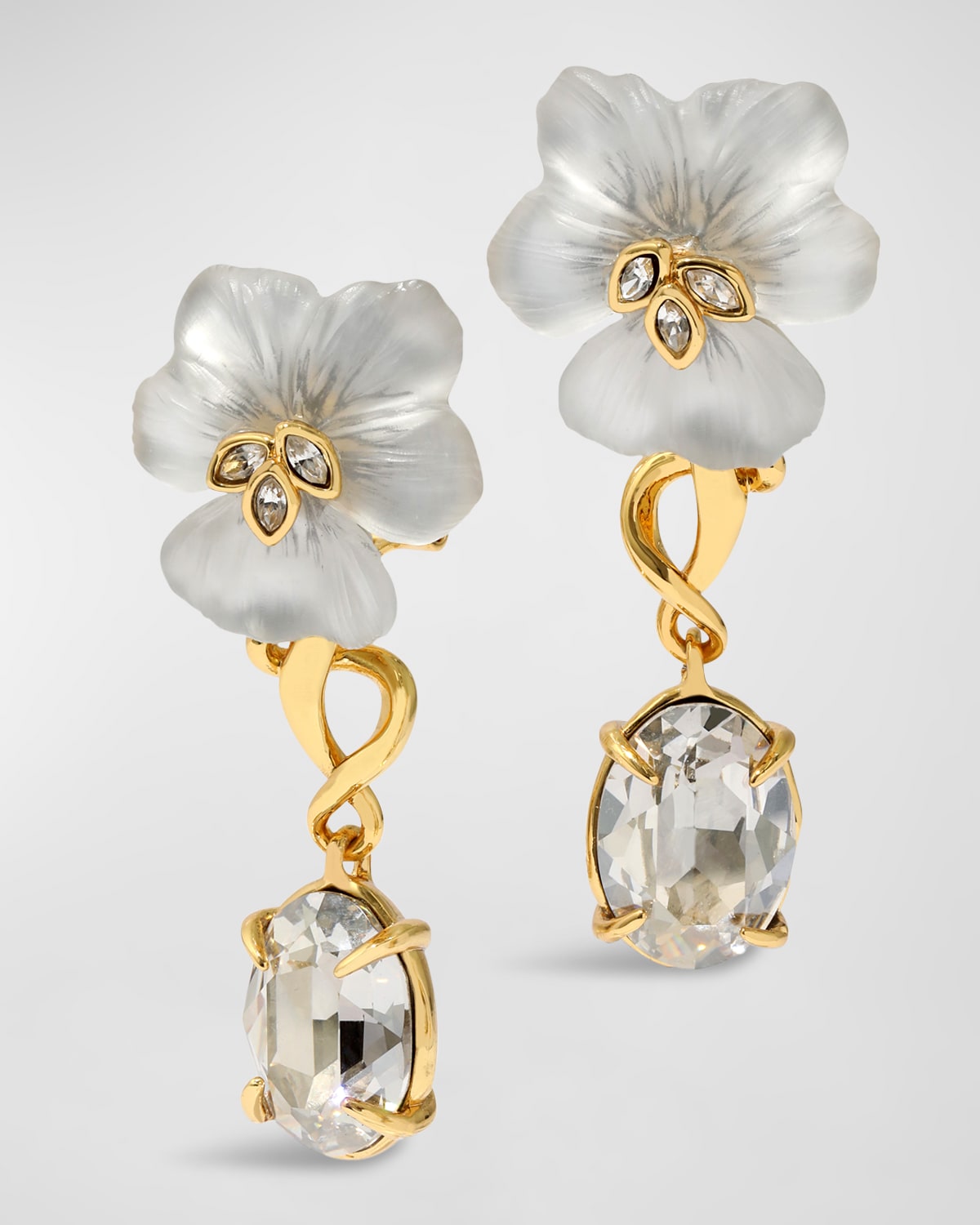Alexis Bittar Pansy Lucite Crystal Drop Post Earrings In White/crystal