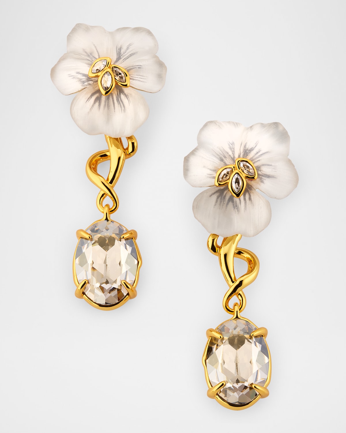 Alexis Bittar Pansy Lucite Crystal Drop Post Earrings In White/crystal