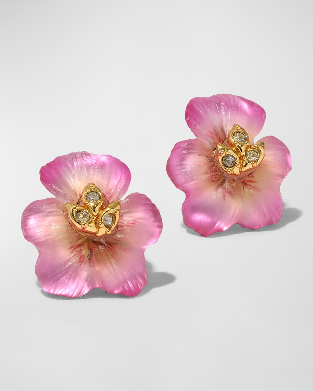 Alexis Bittar Pansy Lucite Petite Post Earrings In Pink/gold