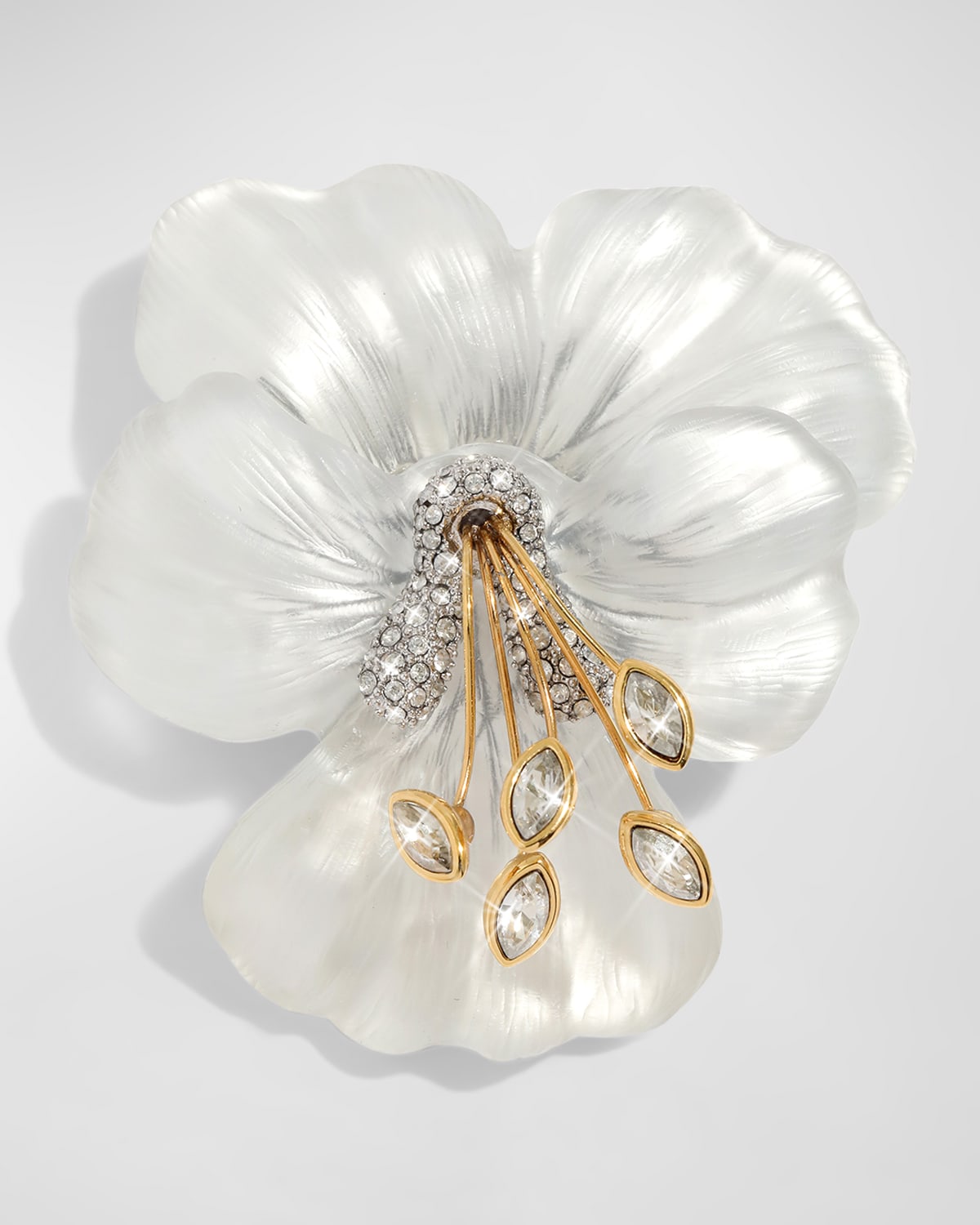 Alexis Bittar Pansy Lucite Crystal Pin In White