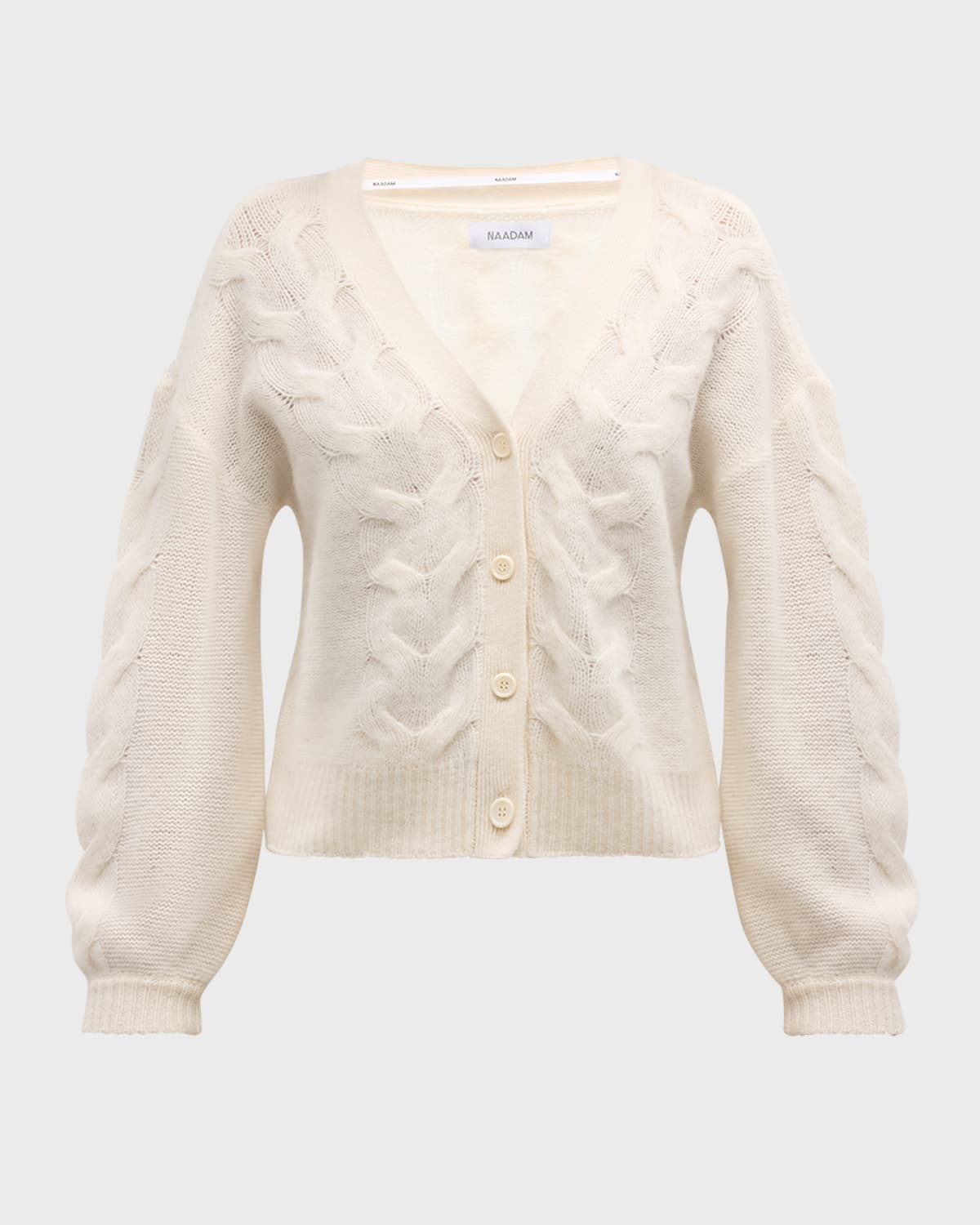 Naadam Cashmere Cable-knit Cardigan In White