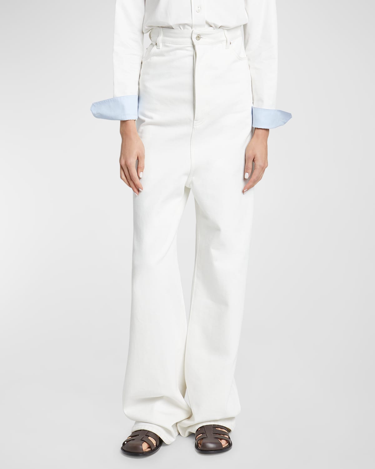 Shop Loewe High-rise Drop-crotch Relaxed Straight-leg Jeans In White
