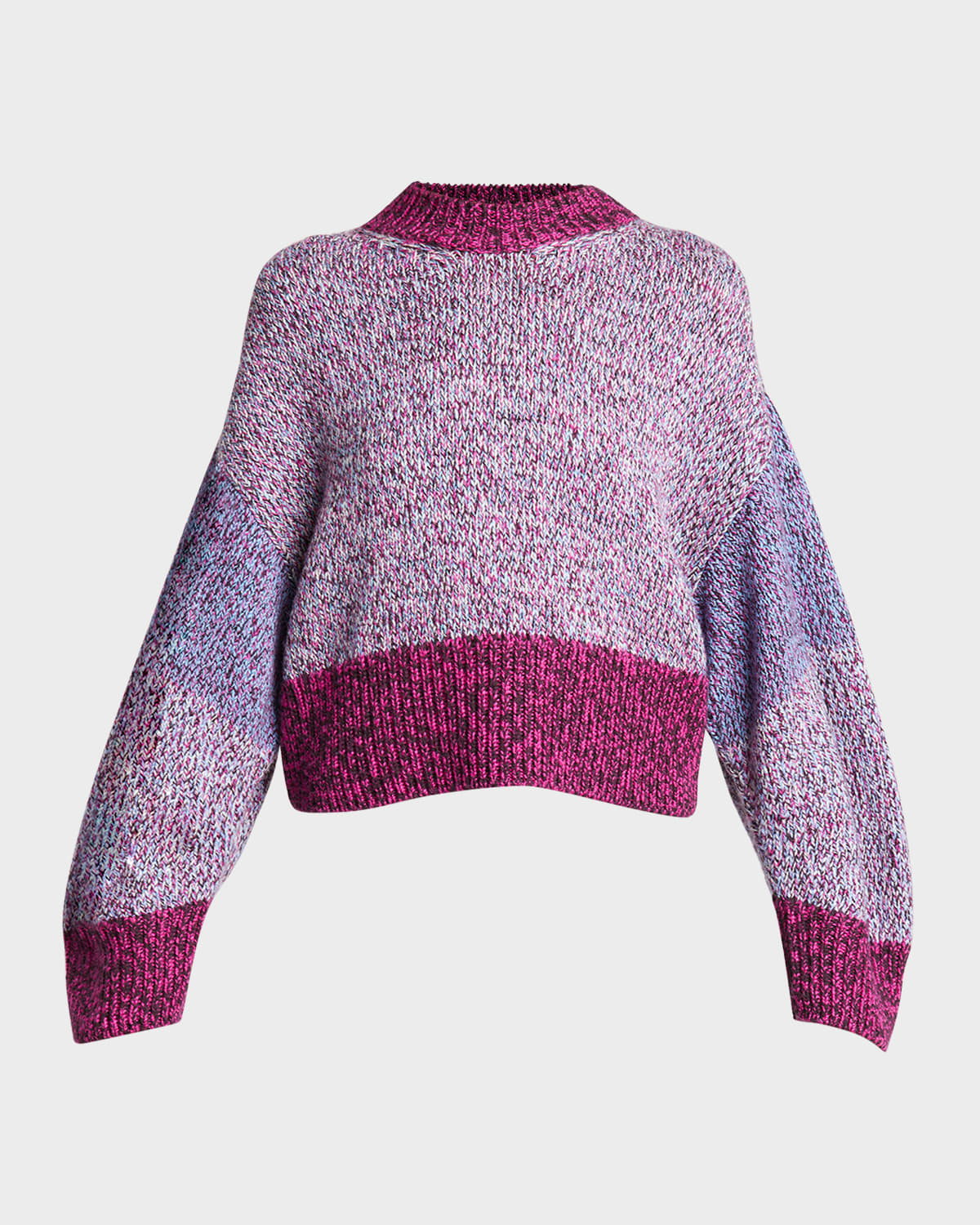 Shop Loewe Colorblock Crewneck Crop Sweater In Pinkmulti