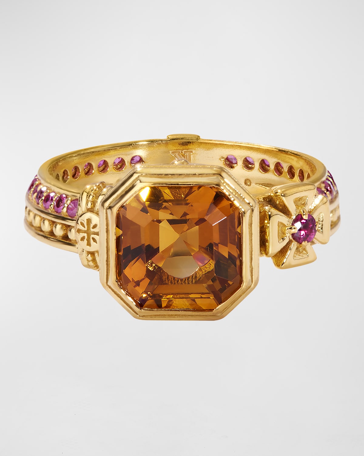 Citrine, Pink Sapphire and Ruby Ring, Size 7