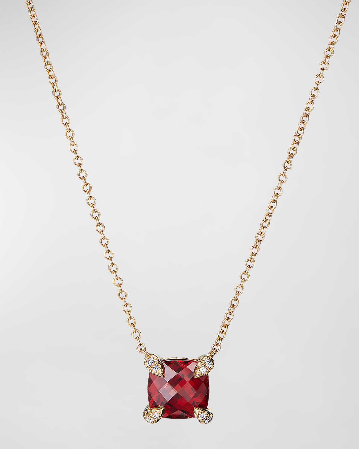 David Yurman 18kt Yellow Gold Diamond Chatelaine Pendant Necklace In Garnet And Diamon