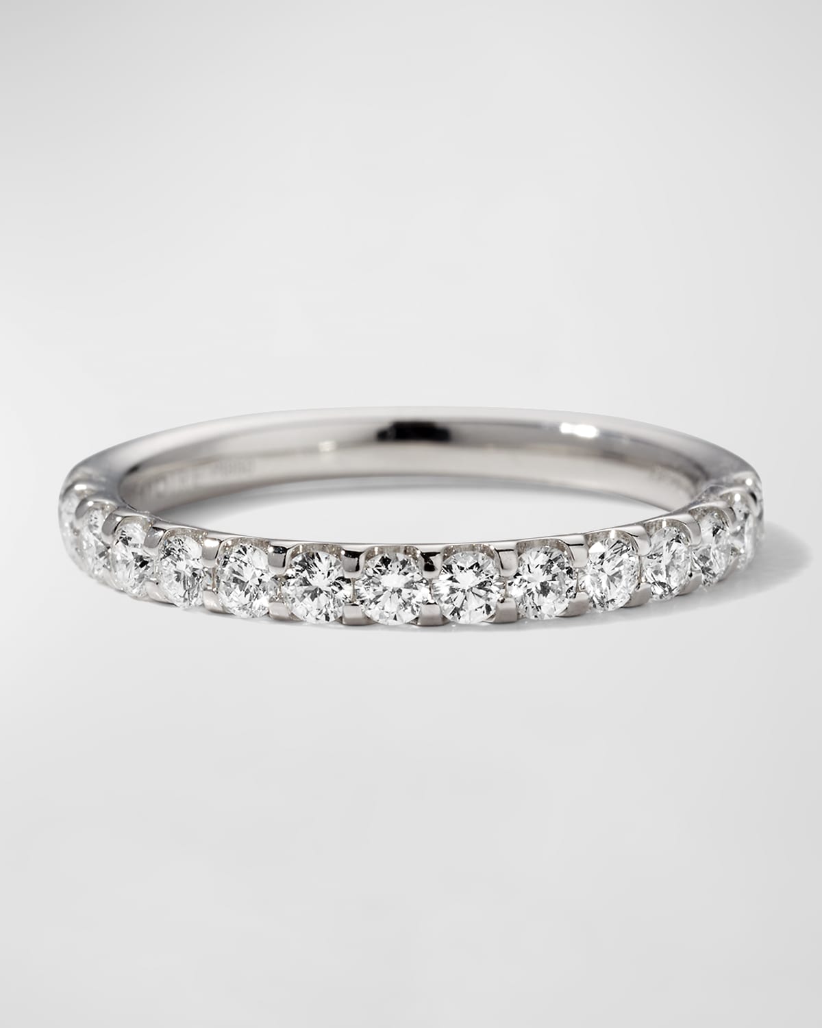 Platinum Half-Round Diamond Band, Size 6.5, 0.47-0.54tcw