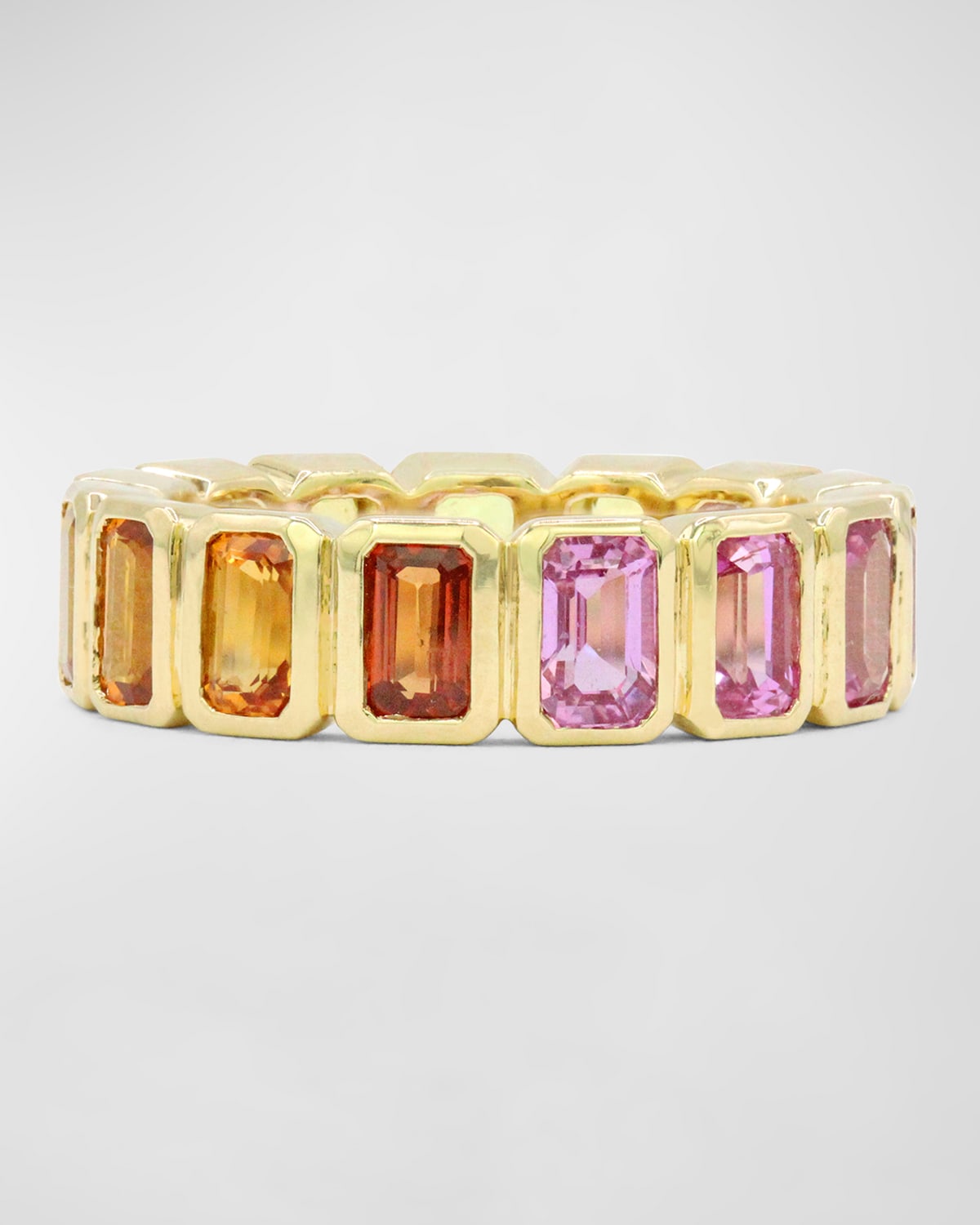 14K Radiance Emerald-Cut Gemstone Band Ring