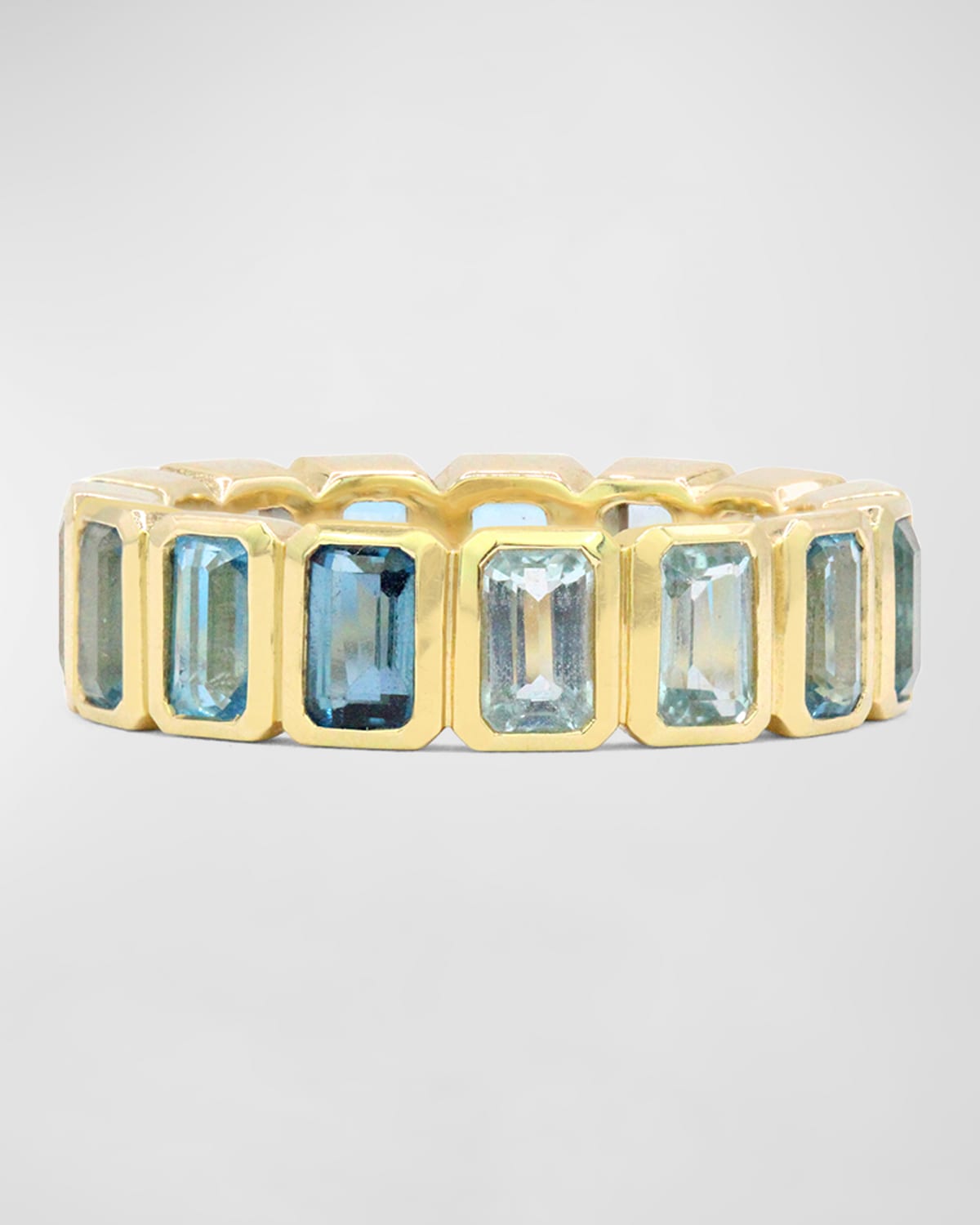 14K Radiance Emerald-Cut Gemstone Band Ring