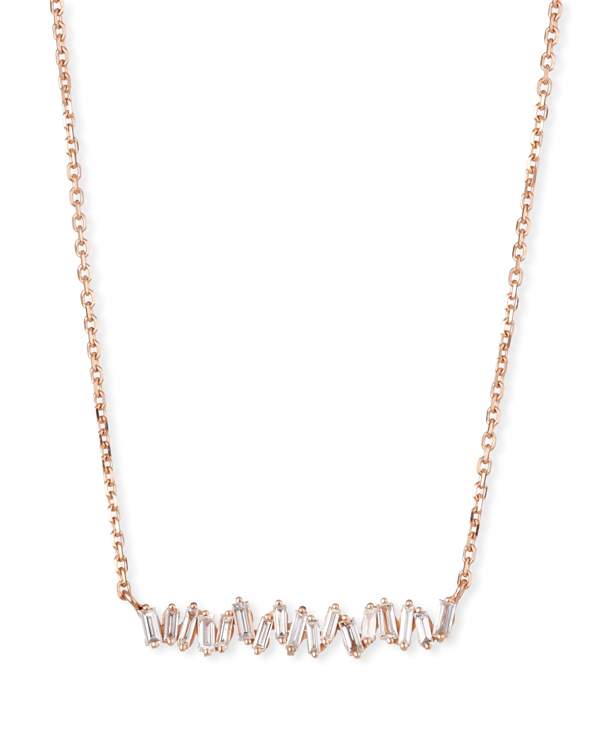 18K Rose Gold Diamond Baguette Necklace, 0.30 tdcw