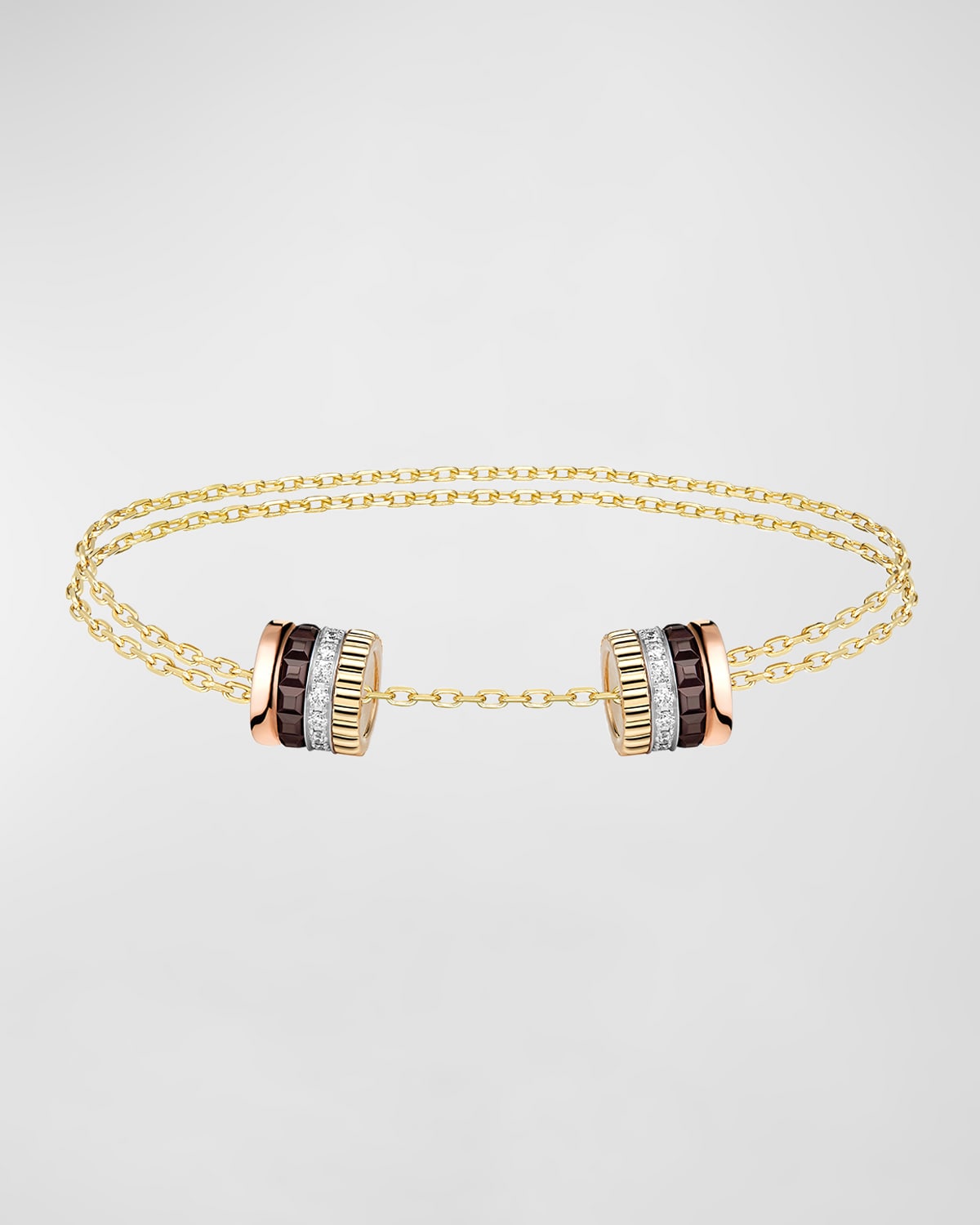 Tricolor Gold Quatre Brown PVD and Diamond Medium Bracelet