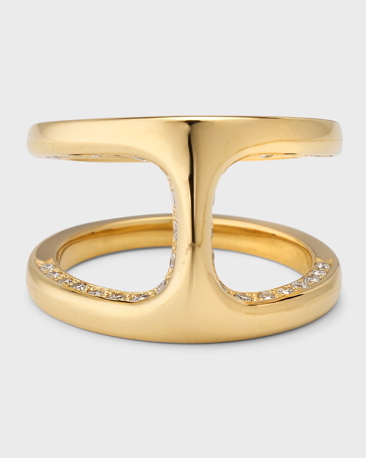 18K Yellow Gold Dame Phantom Ring with Flooded Diamonds, Size 8