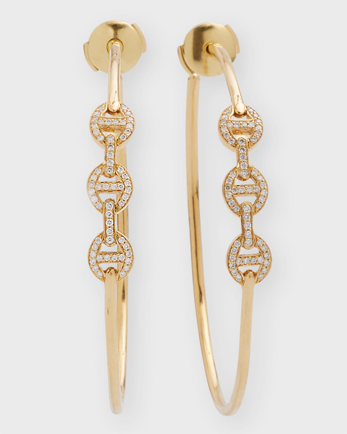 18K Yellow Gold Hoop Earrings with Diamonds