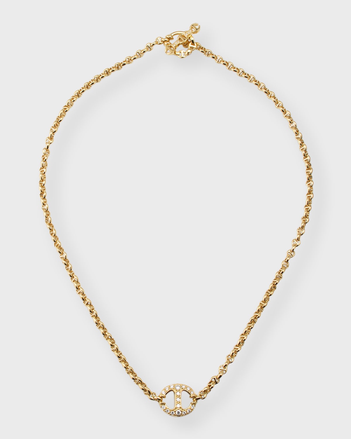 18K Yellow Gold Micro Chain Necklace with Diamonds