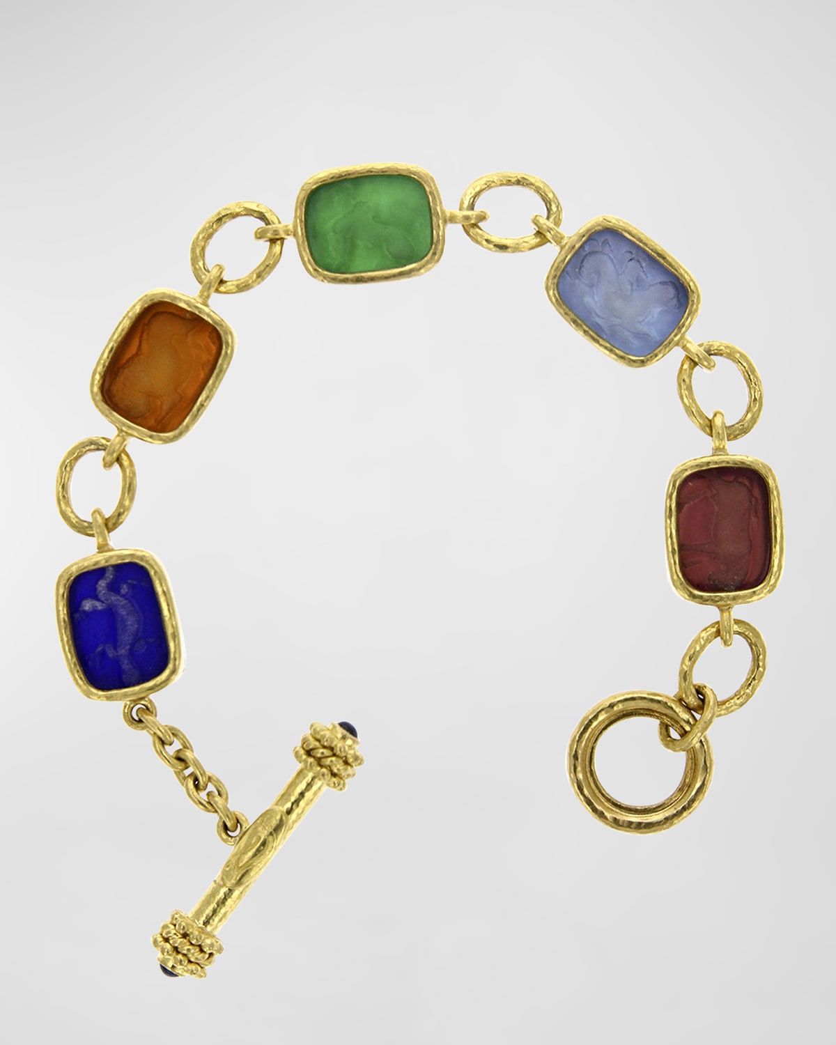 Antiqued Animal Intaglio 19k Gold Toggle Bracelet