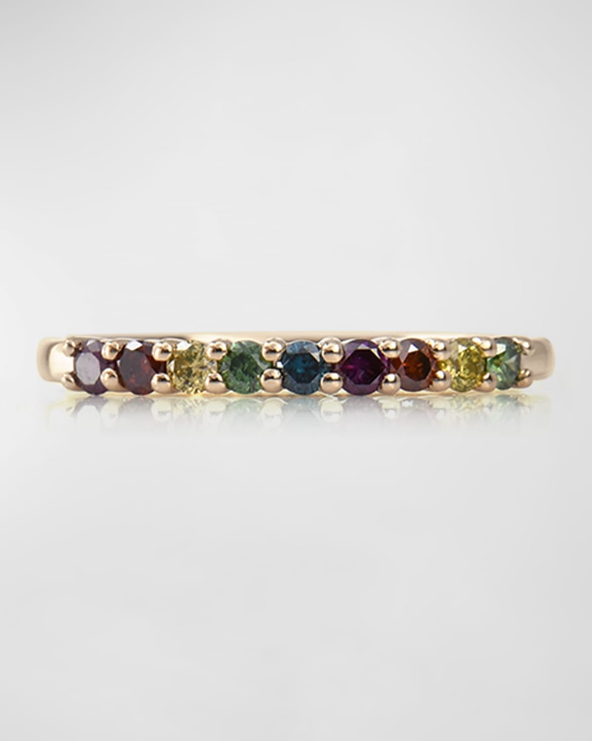 14K Multihued Gem and Diamond Stack Ring