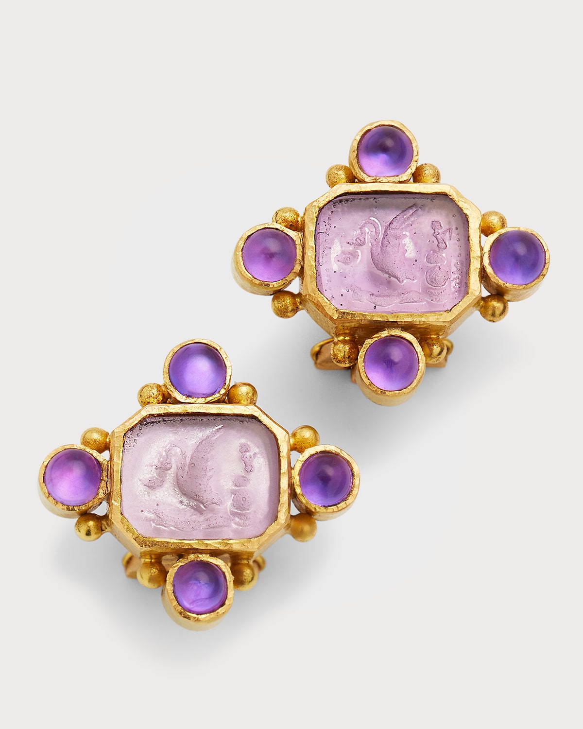 19K Putto with Swan Earrings and 4mm Stones