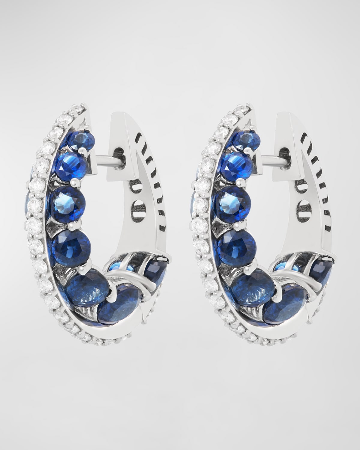 Procida 18K White Gold Earrings with White Diamonds and Blue Sapphires