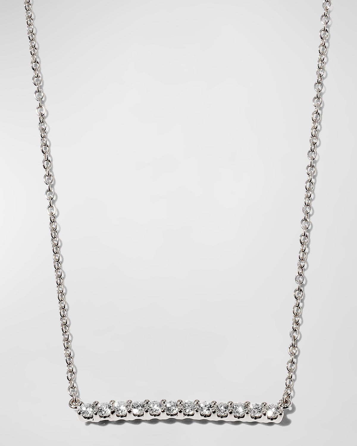 18k White Gold Small Diamond Bar Pendant Necklace