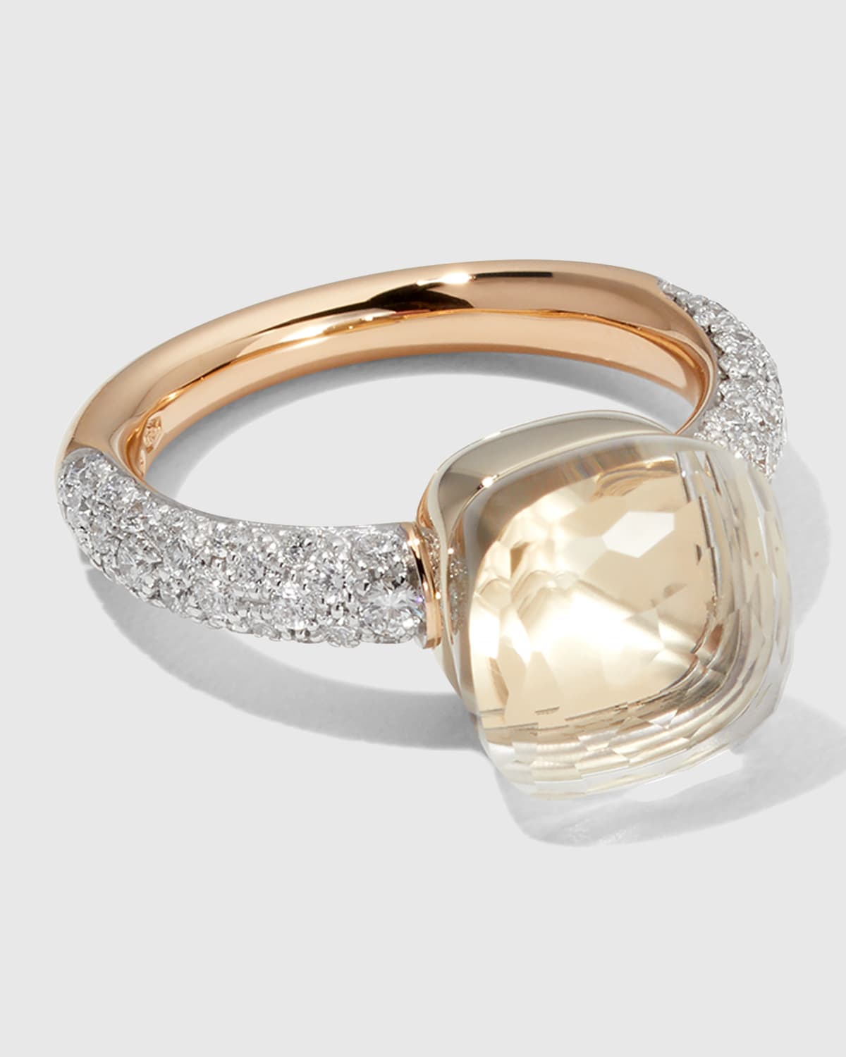 Nudo 18K Gold Ring White Topaz & Diamonds, EU 52 / US 6