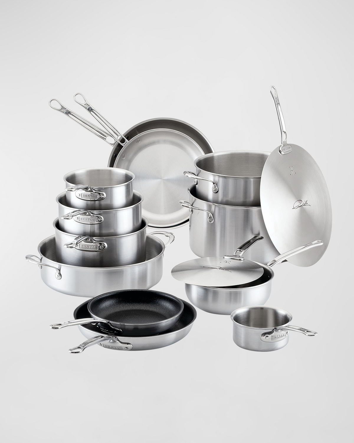 Shop Hestan Thomas Keller Insignia Commercial Clad Stainless Steel 14-piece Cookware Set In Silver