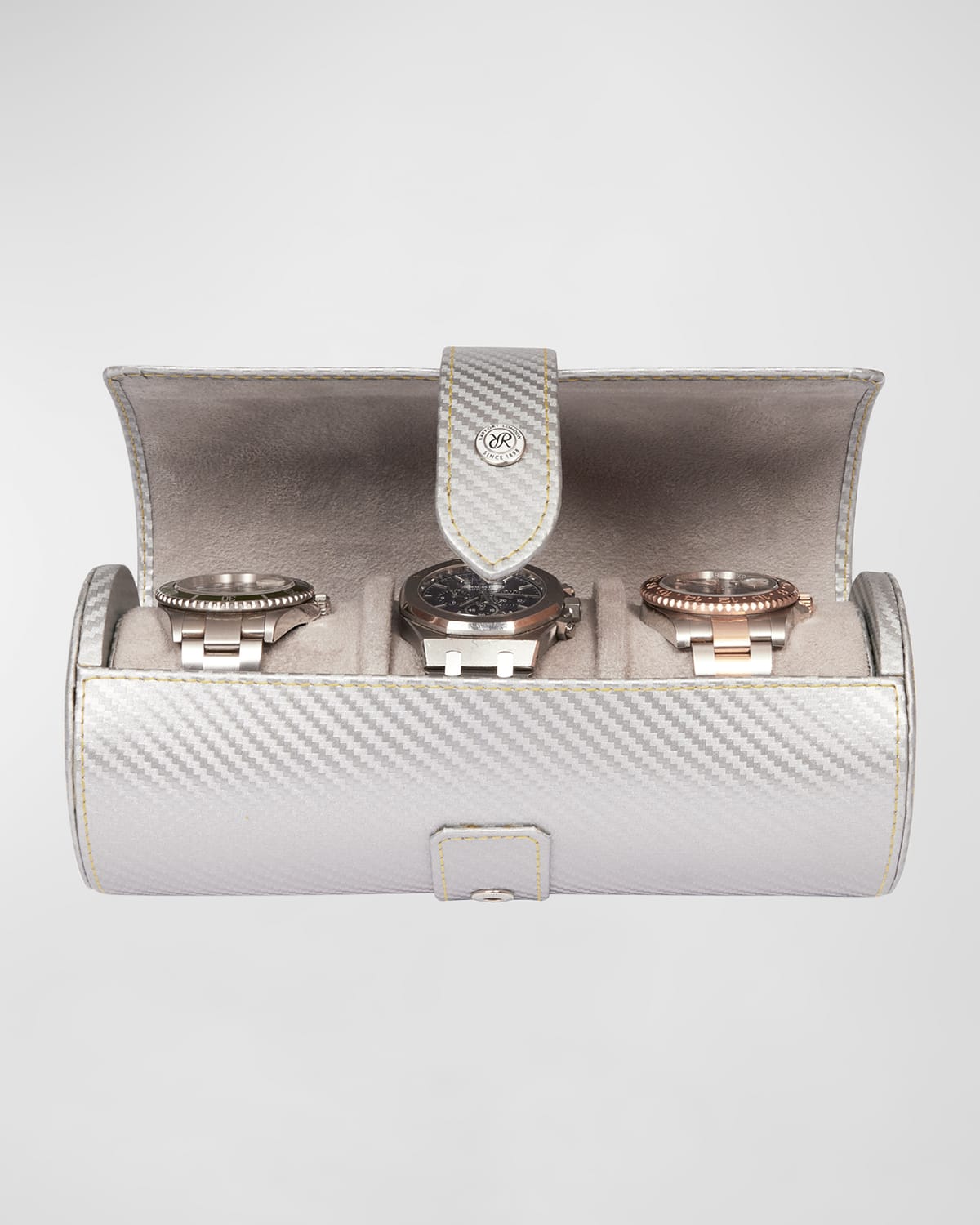 Shop Rapport Carbon Silver Three Watch Roll