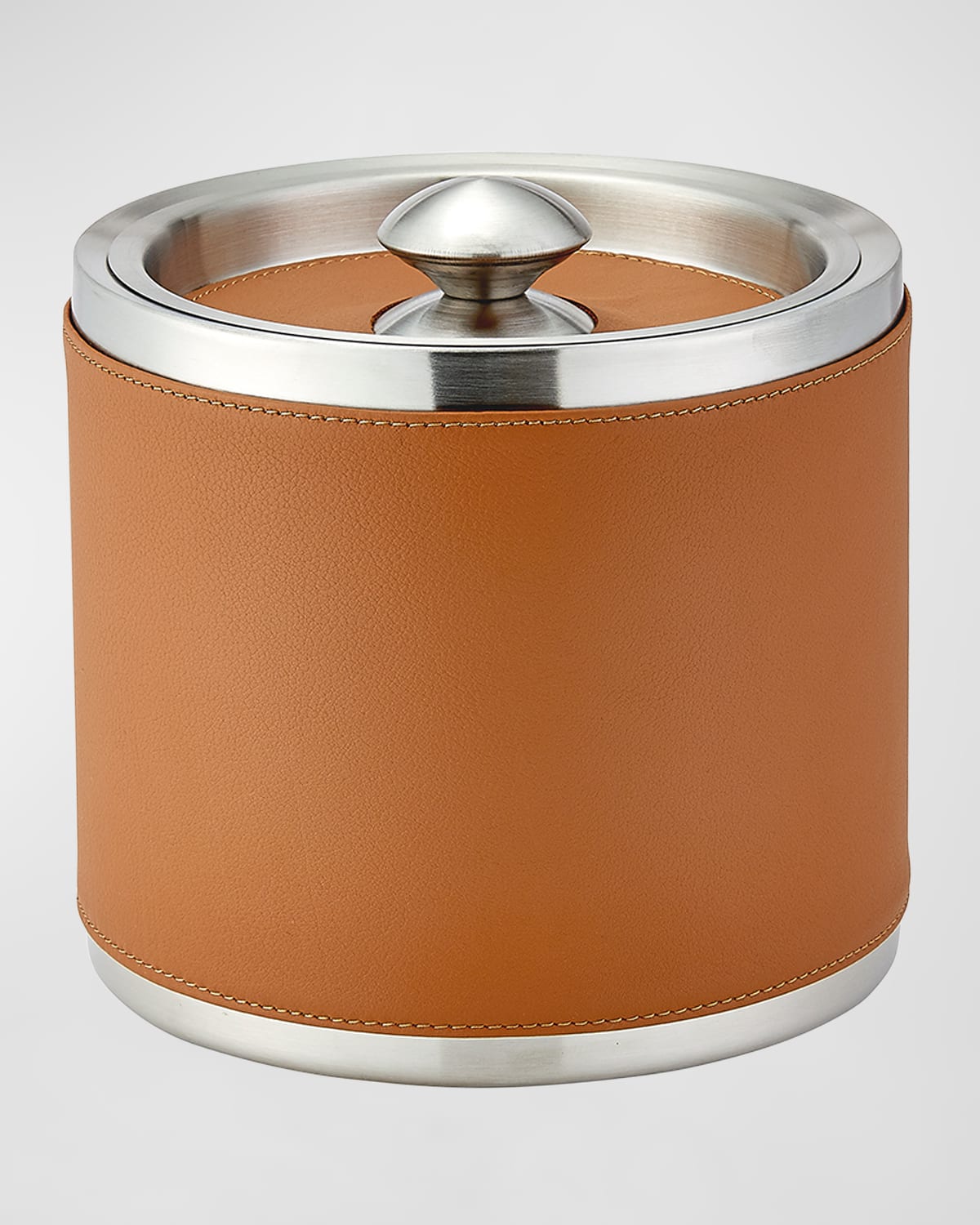 Graphic Image Leather Ice Bucket With Tongs In British Tan
