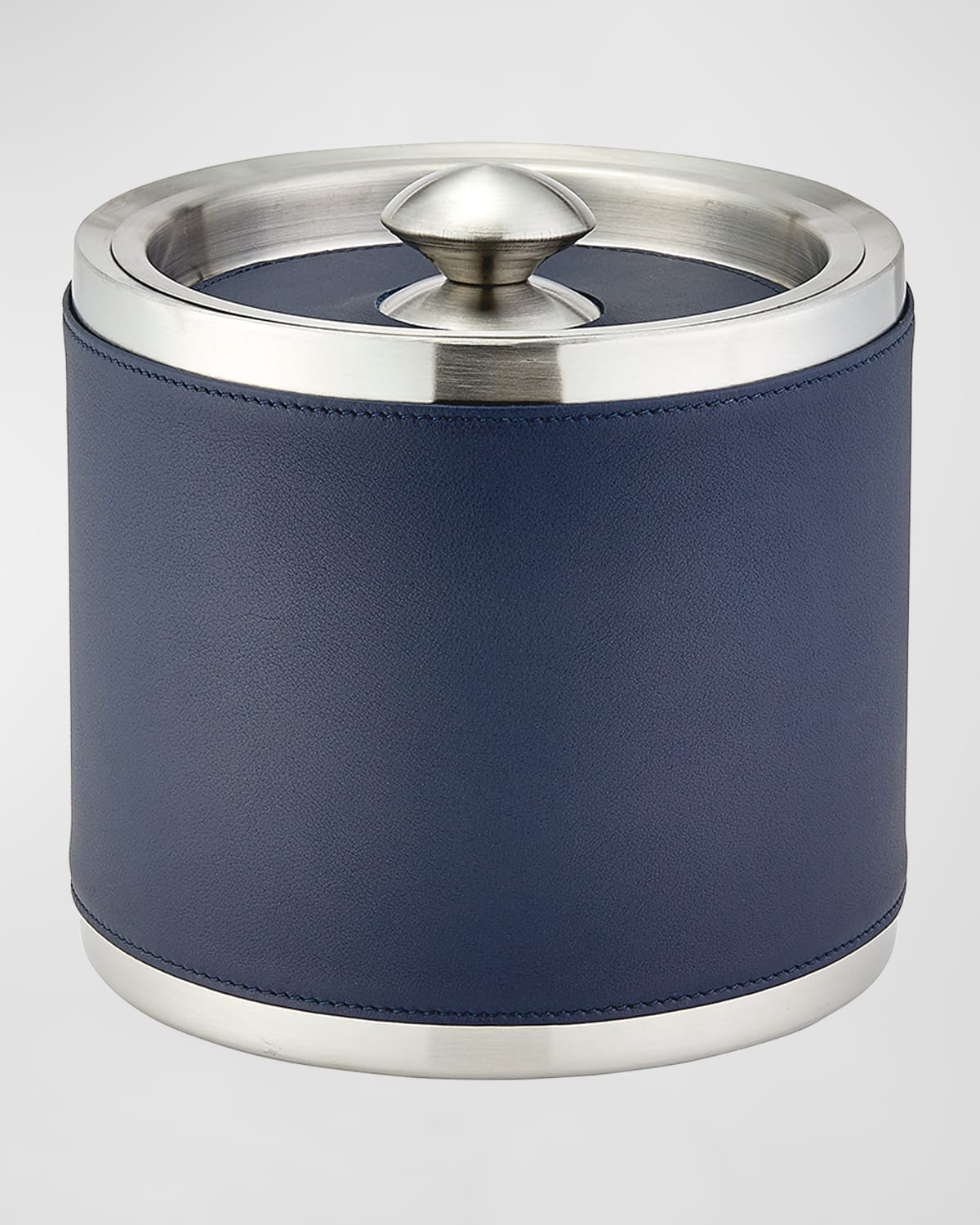 Graphic Image Leather Ice Bucket With Tongs In Blue