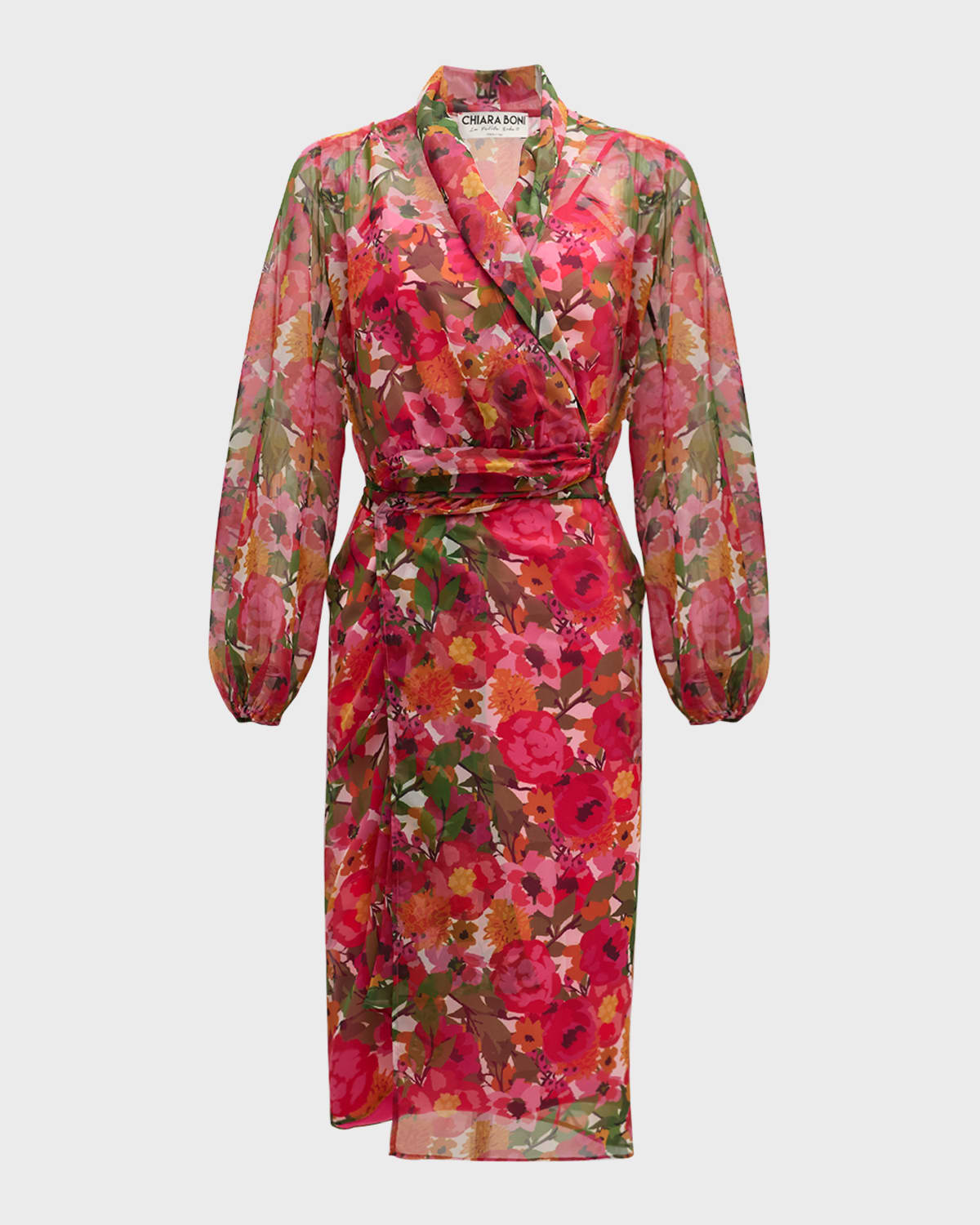 Chiara Boni La Petite Robe Floral-print Chiffon Midi Wrap Dress In Sicily