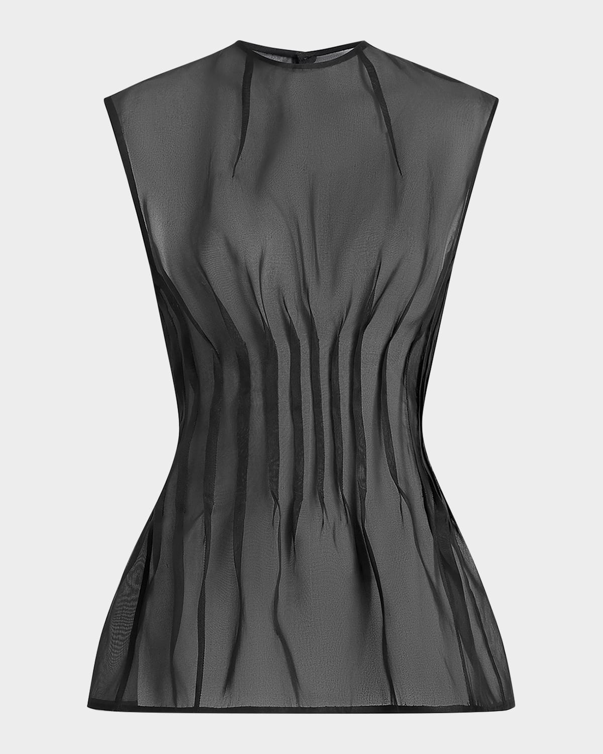 Khaite Westin Pleated Silk Top In Black